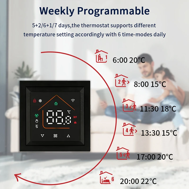 Tuya WiFi Smart Heating Thermostat 16A Timing Function Temperature Controller For Water Underfloor Heating With Voice Control
