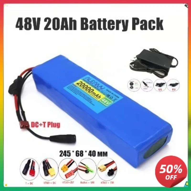 

48V 15Ah 13S3P 18650 Lithium Battery Pack with BMS for 500W-1000W Electric Scooter Built-in Battery Replacement + 54.6V Charger