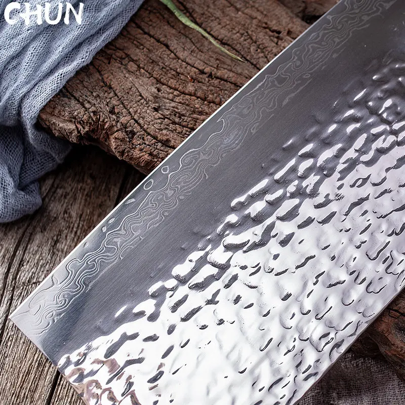 67 Layer Damascus Steel Blade Cleaver Knife 9Cr18mov Nakiri Knife Hammer Pattern Stainless Steel Kitchen Knife Sets Cooking Tool