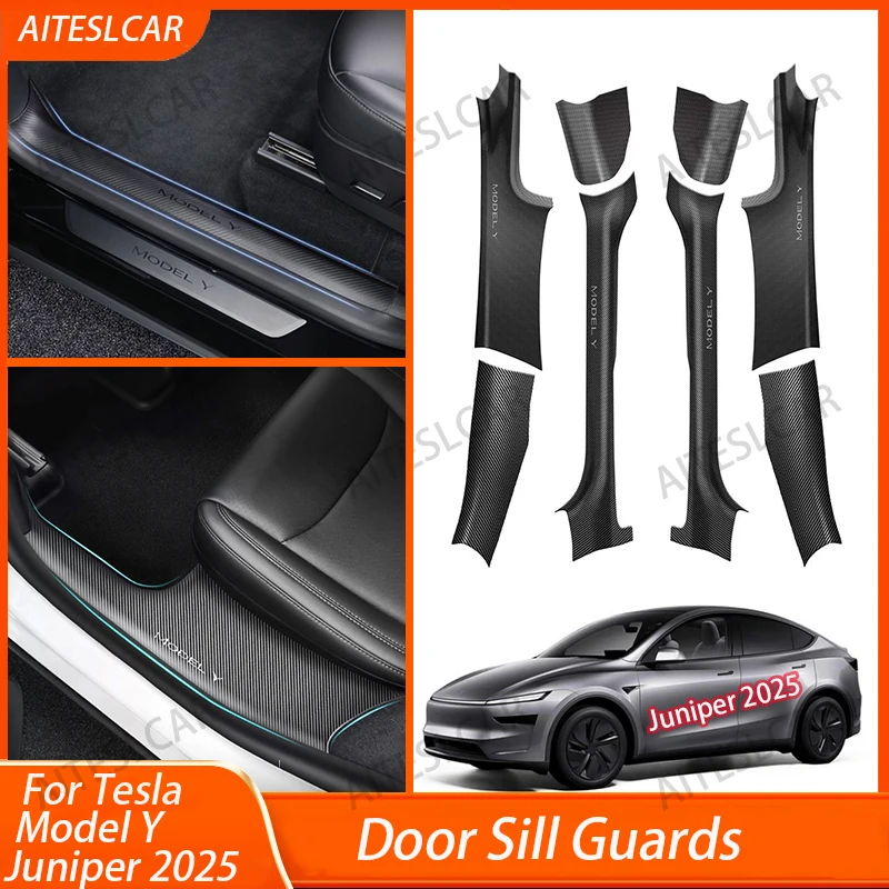 

For Tesla Model Y Juniper 2025 2026 Front Rear Door Sill Guard Anti Scratch Felt Cover Threshold Strips Interior Car Accessories