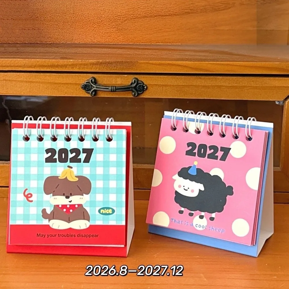 Paper Material 2027 Mini Desk Calendar Portable Design Animal Puppy Pocket Calendar Creative Sheep Lamb Desktop Calendar