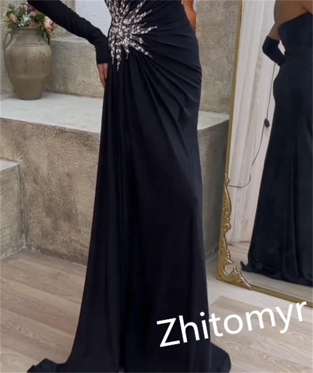 Ball  Exquisite Customized V-neck A-line Sweep/Brush Cocktail Dresses Paillette / Sequins Satin Prom Vestido Formatura