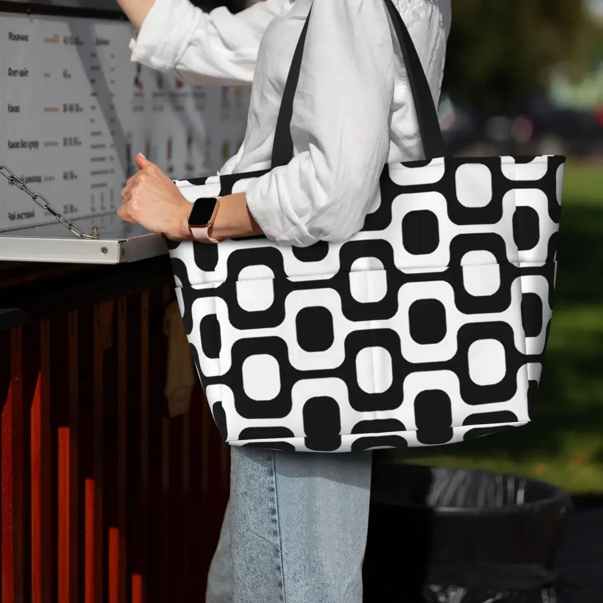 Ipanema Black And White Beach Tote Bag Sport Gym Yoga Duffle Large Tote Bag Women Travel Bag Fitness bag