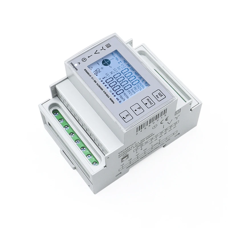 3 Phase DIN Rail Bidirectional Energy Consumption Meter Backlit LCD Ethernet TCP With Current Transformer 100/150/200A TAC4371CT