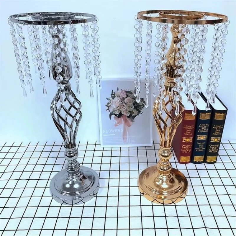 

Wedding Props Hotel Romantic Wedding Road Lead Table Floral Decoration European Gold Candlestick