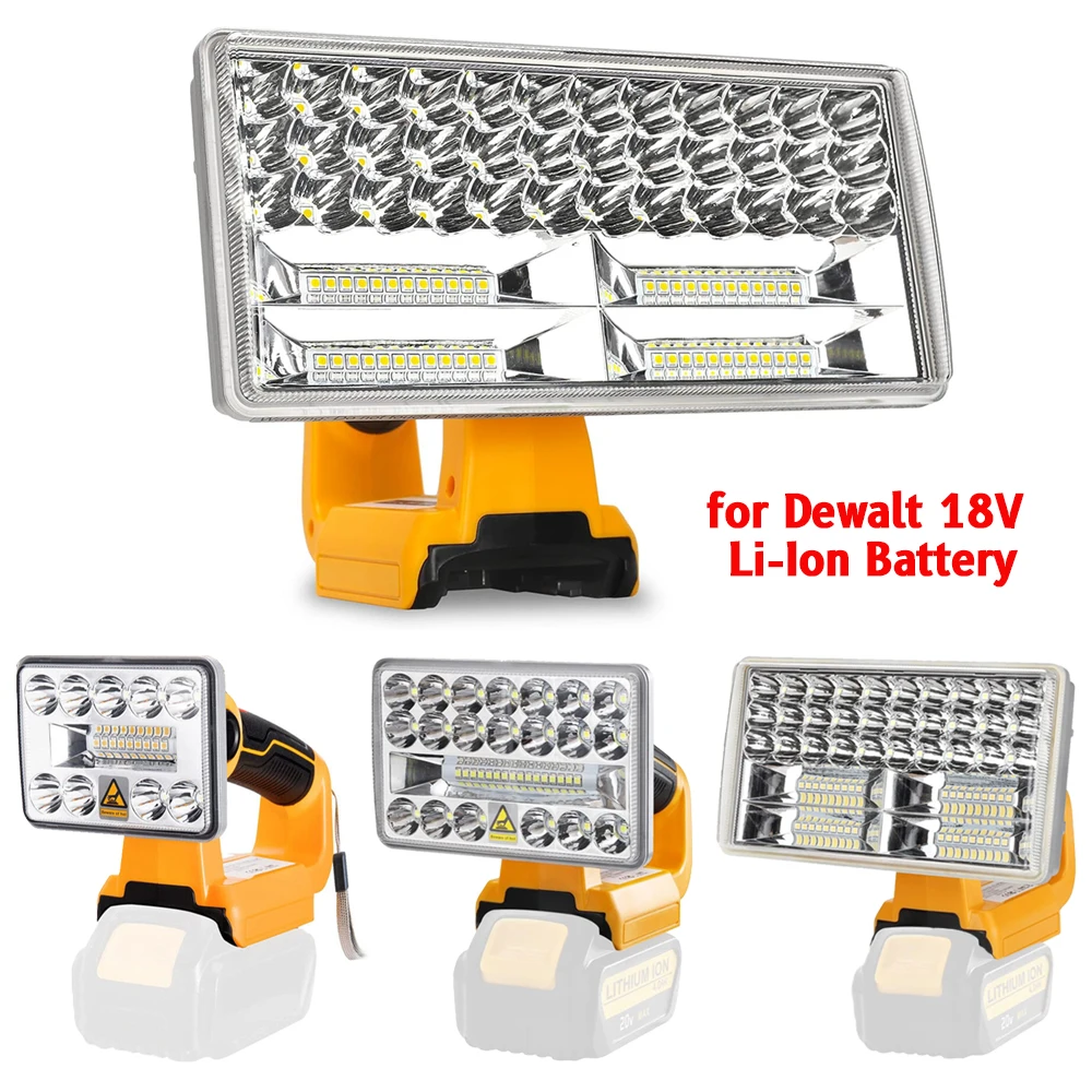 Led Light For Dewalt 18V Li-ion Battery Portable Spotlight Outdoor Work Fishing Handheld Emergency Tool Light No Battery