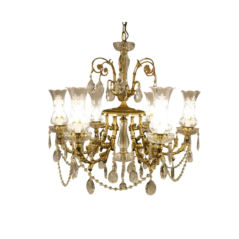 

All copper chandelier, indoor living room, bedroom, dining room, aisle, corridor, study entrance, foyer, crystal glass cover li