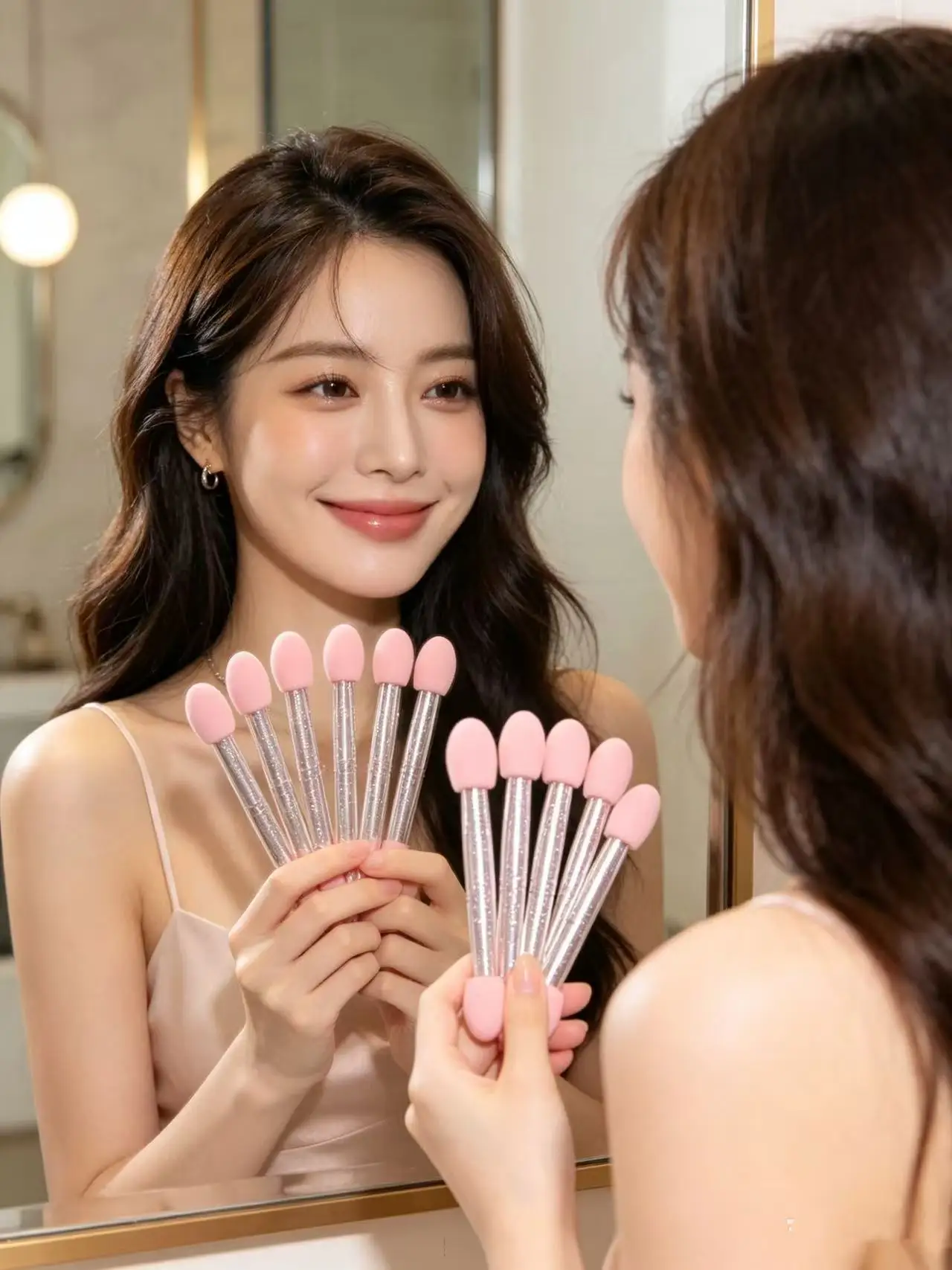 Double Head Sponge Eyeshadow Applicator Stick, Portable Eye Shadow Blending Cosmetic Makeup Tool