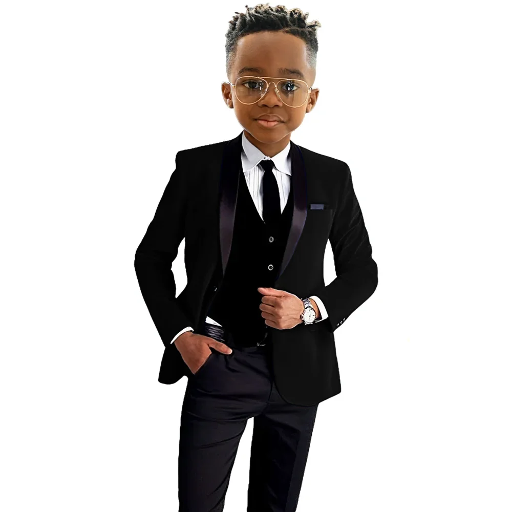 

Velvet Boys Suit 3 Piece Suit Wedding Lineup Kids Tuxedo Elegant Suit for Children Custom Outfit 2T-16T