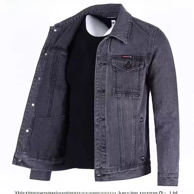 Loose Men's Denim Jacket Autumn Spring Multi-Pocket Resistant to Dirt And Wear Large Size Workwear Jeans Jacket Cleanfit Style