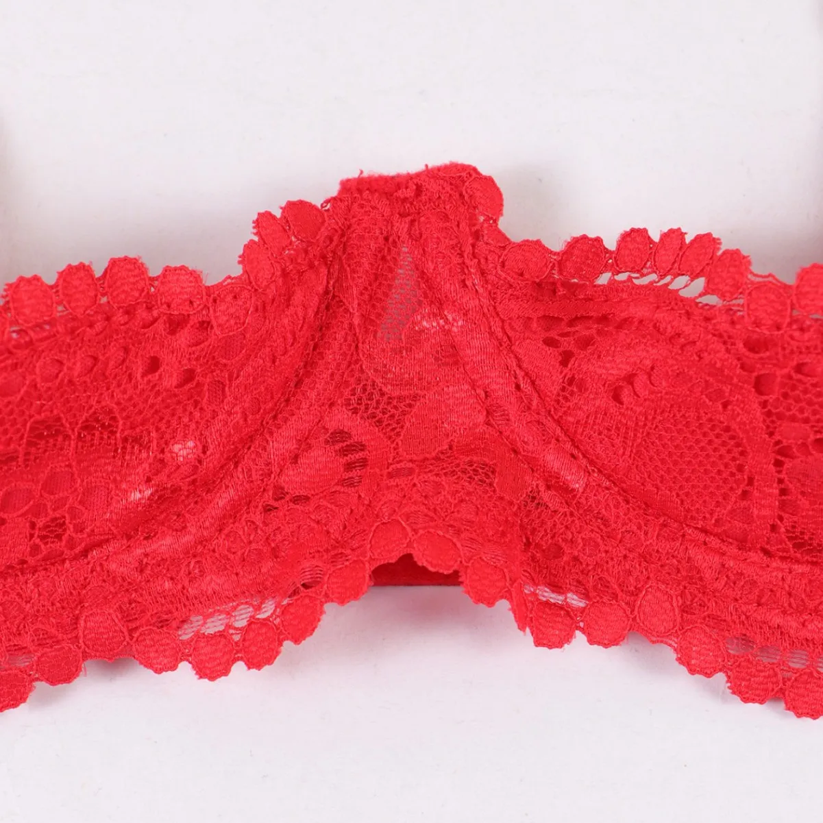 Ultra thin sexy lace quarter bra with exposed chest steel ring support small chest gathered bra women's half cup see through bra