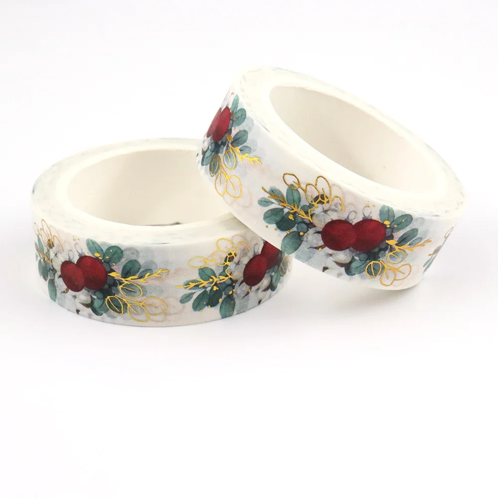 1PCS 15mm*10M Christmas Floral and Fruits Washi Tape Scrapbook Paper Masking Adhesive Merry Christmas Washi Tape