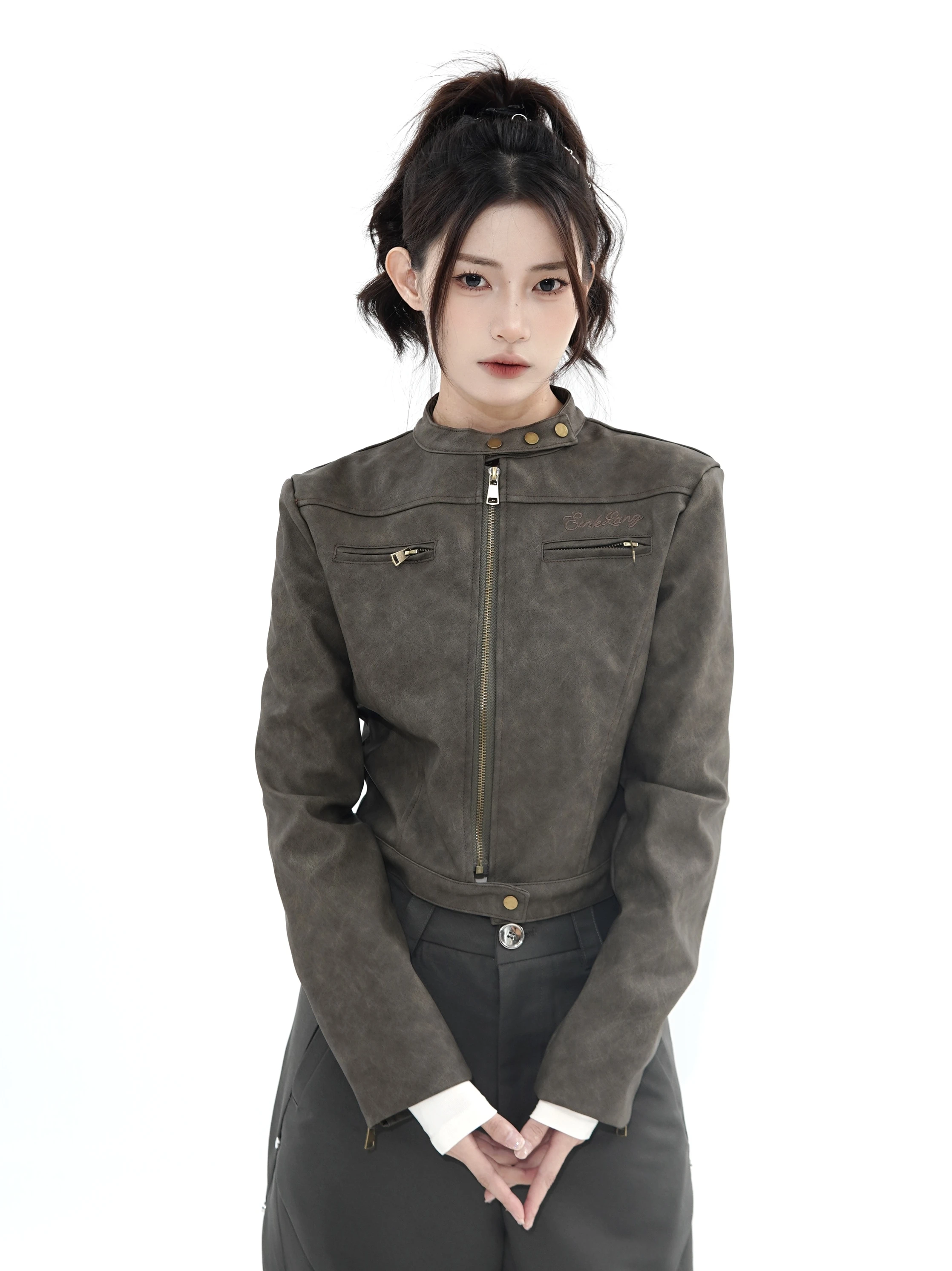 XFX 秋冬アメリカンレトロバイクレザージャケット女性用オートバイコットンコートアウターウェアスリーブライダーベスト