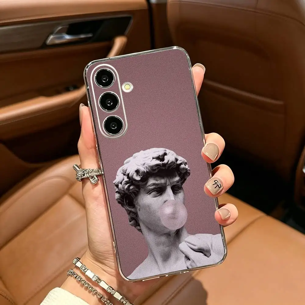 Aesthetic Funny David Mona Lisa Phone Case For Samsung Galaxy A71,A70,A52,A51,A40,A30 Transparent Cover