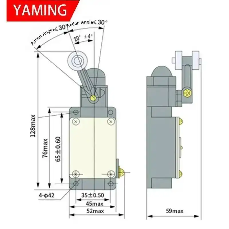 LX19-111 Stroke Rocker Micro Limit Switch Self Return Reset Momentary NO Thread Aluminum Shell 5A IP62