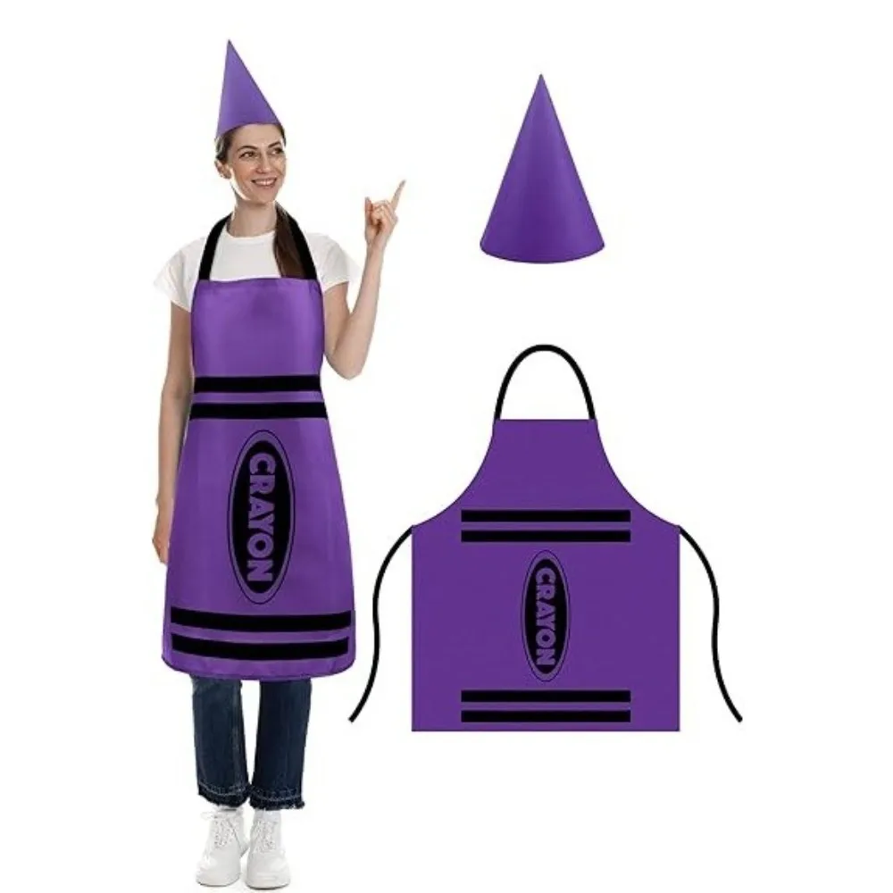 New Colorful Crayon Themed Gnome Set Funny Fancy Dress Crayon Apron Art Craft Activity Cleaning Cosplay Dress-up Halloween