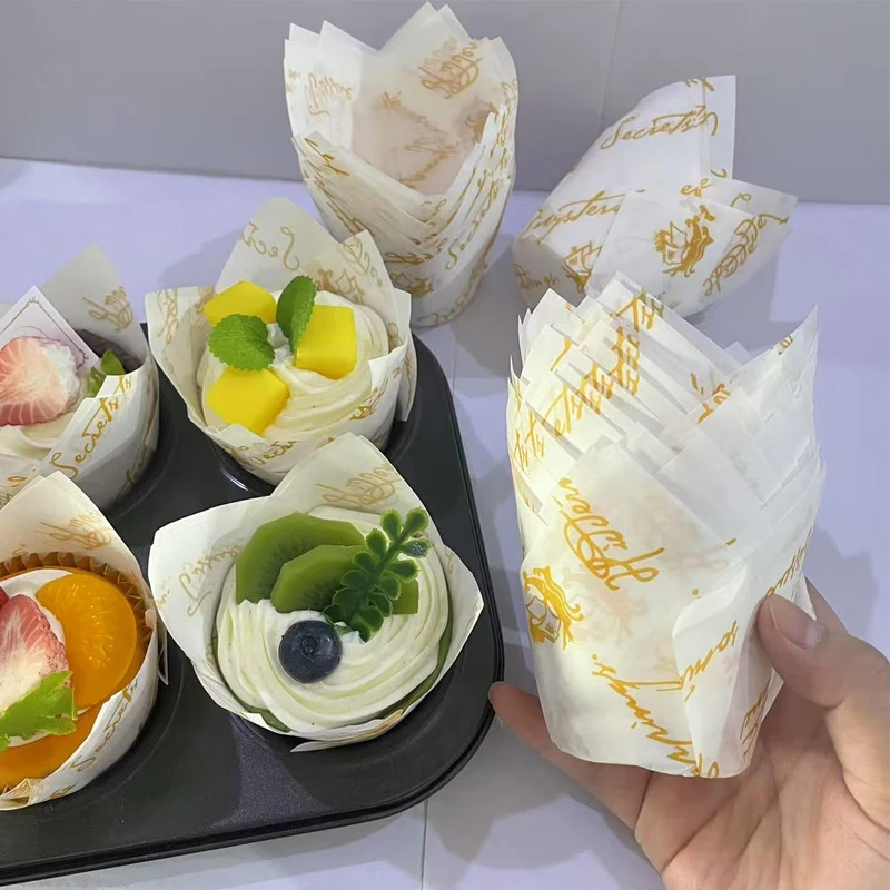50Pcs Sailboat Tulip Cake Cups, Baking Tools Oil-Proof Muffi