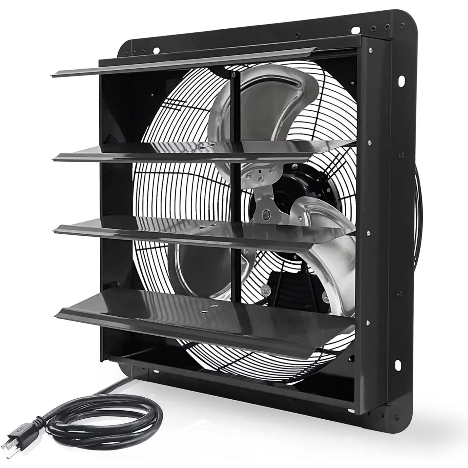 

18 Inch Shutter Exhaust Fan Wall Mounted, Aluminum with 1.65 Meters Power Cord Kit,High Speed 2500CFM, Ventilation Fan ,Black