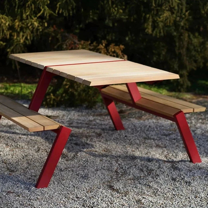 Outdoor one-piece, stainless steel table and chair combination, park courtyard, bar table and chair