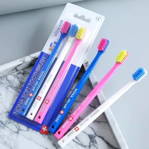 Imagen 1 del producto 3 uds Nona cepillo de dientes de microfibra ultrasuave 5460 cepillo de dientes Manual de alta densidad limpieza suave y cuidado de las encías conjunto para el hogar estilo suizo