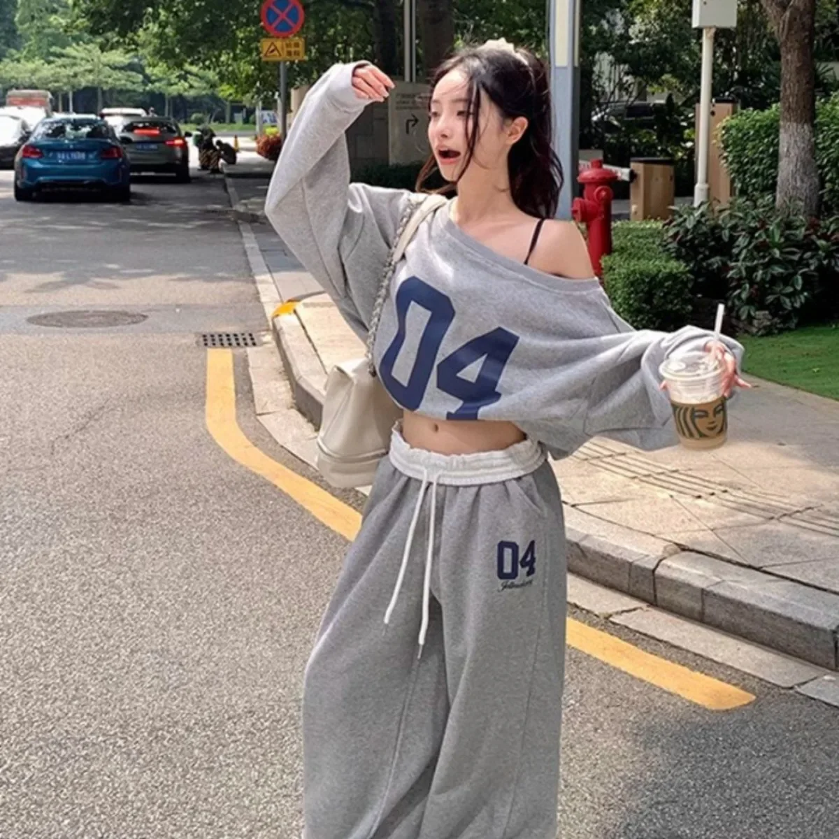 Digital High Waist Sweatpants Women American Vintage Simeple Classic Pants Loose Casual Jazz Dance Hip Hop Lazy Trousers