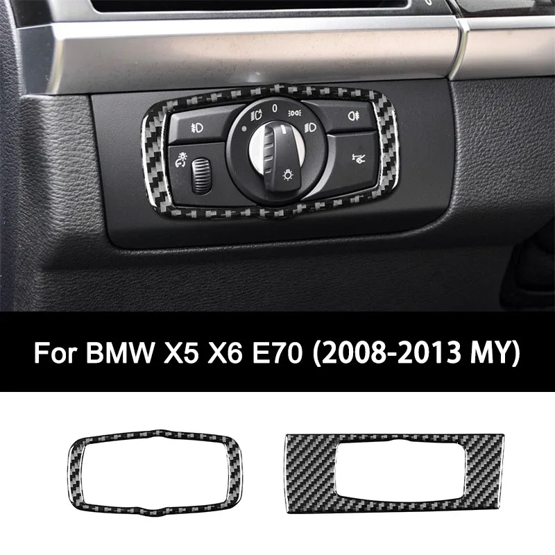 

For BMW X5 X6 E70 (2010-2015 Model Year), Premium Carbon Fiber Car Headlight Switch Panel Interior Sticker Auto Accessories