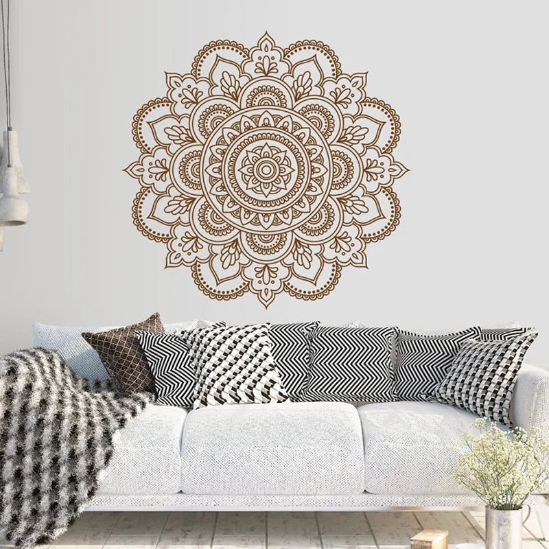 

Mandala Wall Decal for Home Decor, Indian Round Ornament, Vinyl Art, Living Room, Bedroom, Boho Sticker, Yoga Studio mural, G063