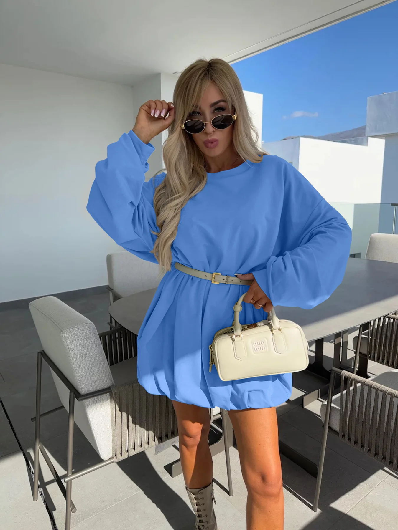 

Осенне-зимнее платье-свитшот с завышенной талией, круглым вырезом и длинными рукавами, специальное предложение для трансграничной торговли