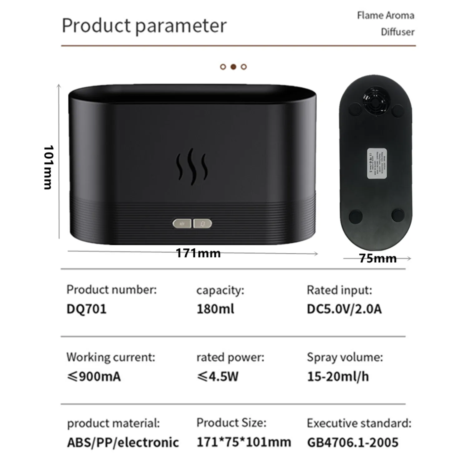 Humidificateur à effet de flamme coloré pour spa et maison, diffuseur d'aromathérapie avec protection sans eau et arrêt automatique, 7 documents