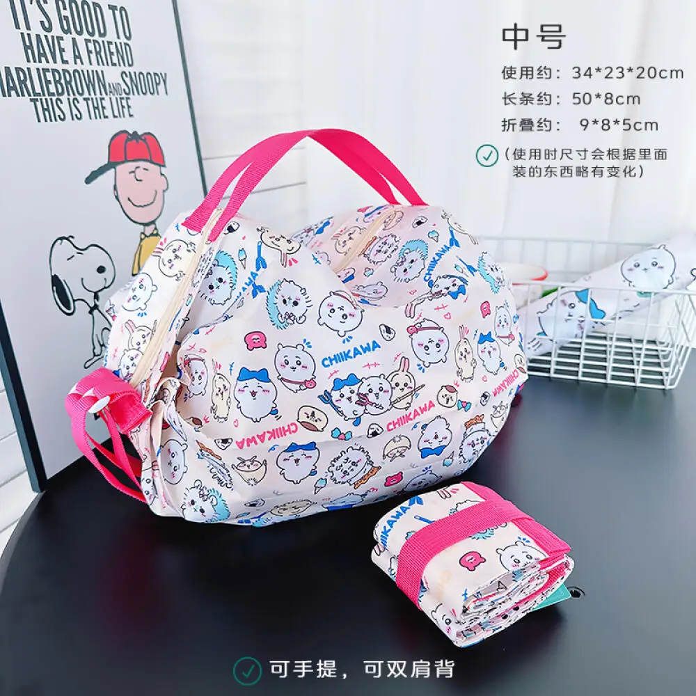 Cartoon Fold Storage Bag Cute Chiikawa Usagi Shopping Bag Portable Handheld Shoulders Crossbody Bag Student Bagshand Backpack