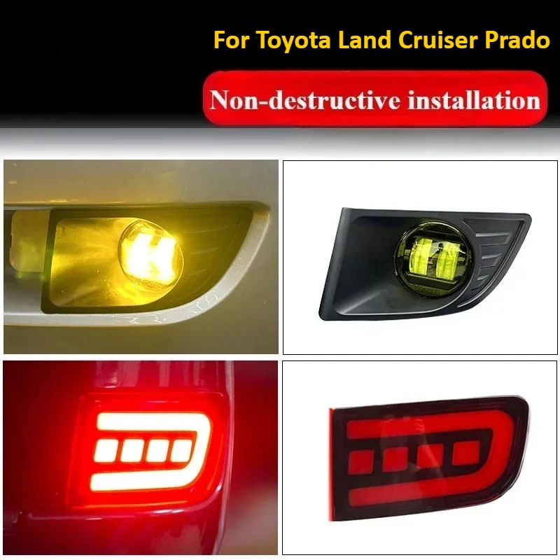

For 2003-2009 old Prado LC120 gold front fog lamp assembly modified LED rear bar light
