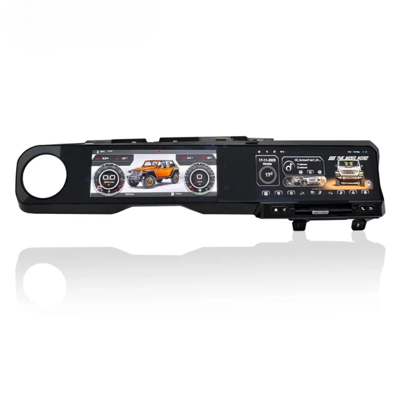 New Dual 10.9'' Screen Android Car Radio DVD Player Digital Instrument Cluster for Wrangler 2018-2022 Speedometer Dashboard