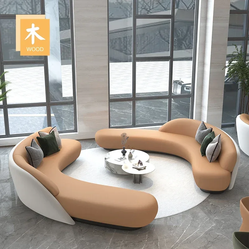 Discuss the sofa chair light luxury hotel lobby beauty salon lounge area reception arc sofa combination