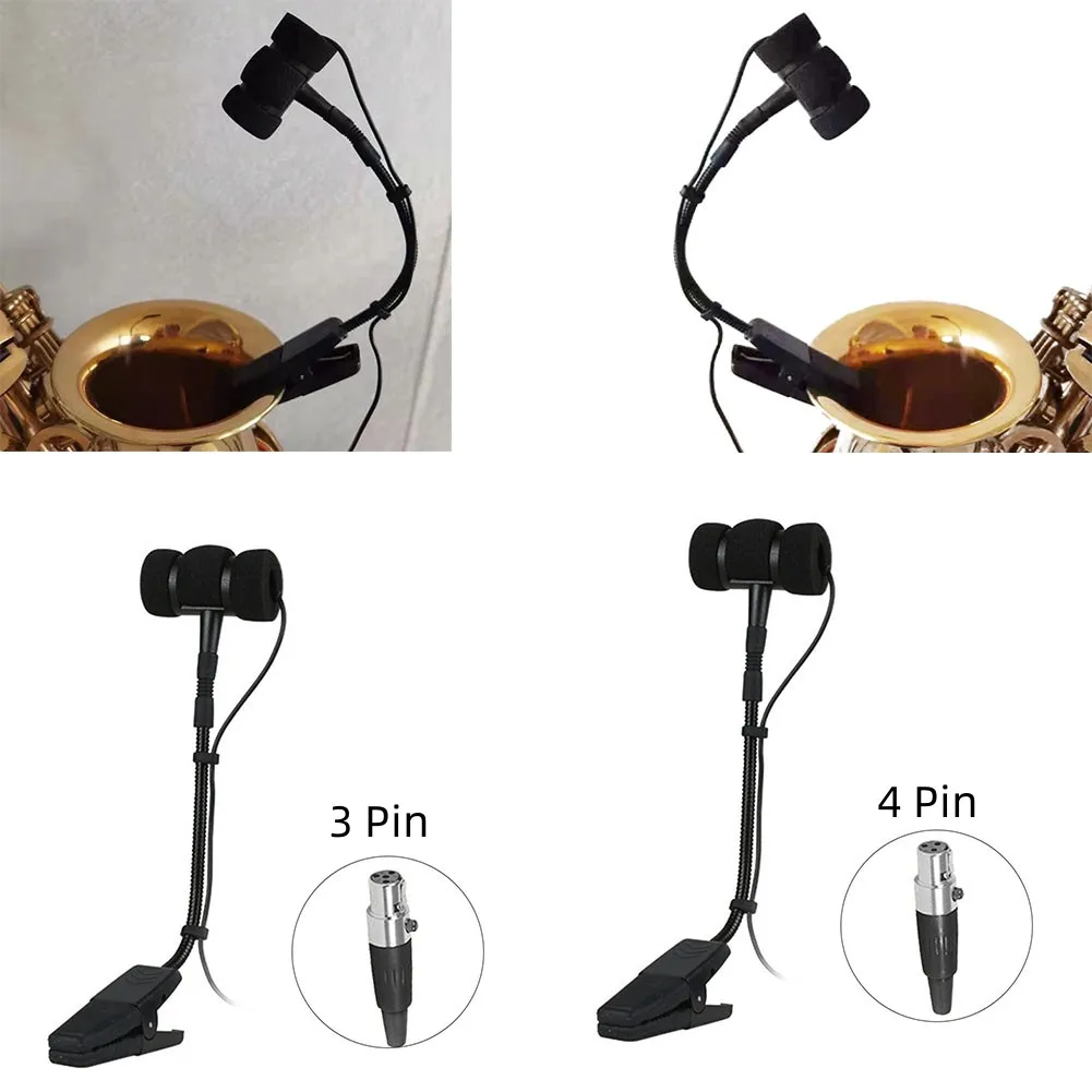 3 Pin 4 Pin Wired Sax Microphone Omnidirectional Pickup For Music Instrument Clip-on Design For Various Instruments