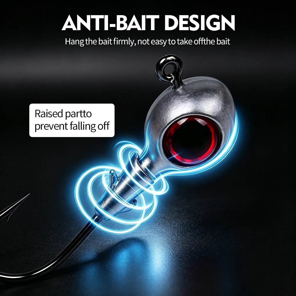 PROBEROS 10Pcs/Box Simulation Red Eye Ball Jig Lead Head Hooks Single Barbed Fishing Hooks Soft Plastic Bait Bass Fishing Tackle view 6
