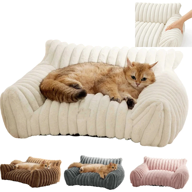 

1PC Luxury Plush Cat Sofa Bed Winter Warm Cat Nest Pet Bed for Small Medium Dogs Cats Comfortable Plush Puppy Bed Pet Supplies