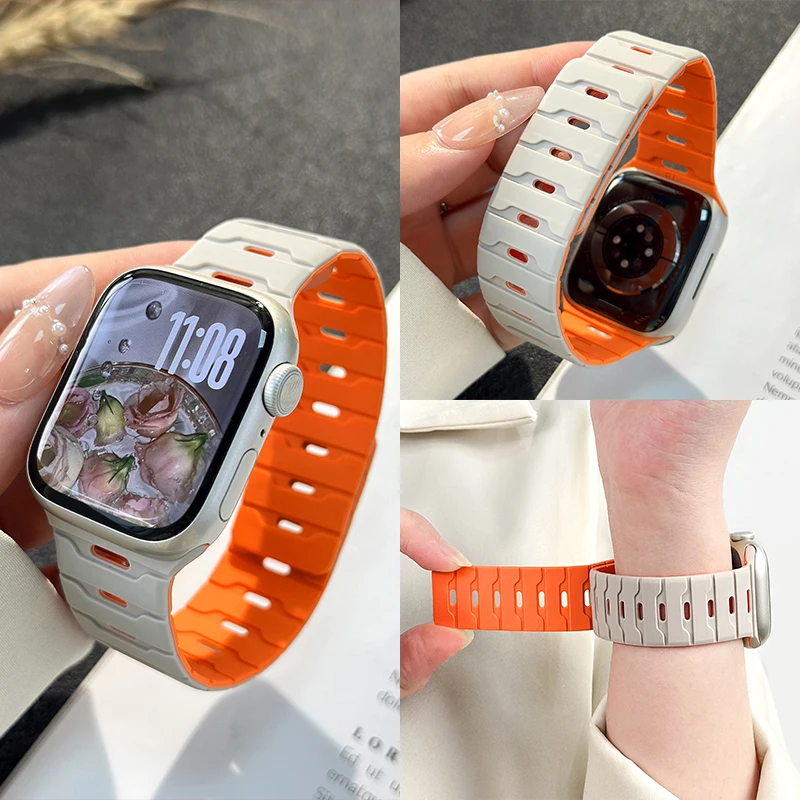 Silicone Magnetic Strap for Apple Watch 11 10 42mm 46mm 9 8 7 6 5 4 SE 45mm 41mm 40mm 44mm Replace Band IWatch Ultra 3 2 1 49mm image 3