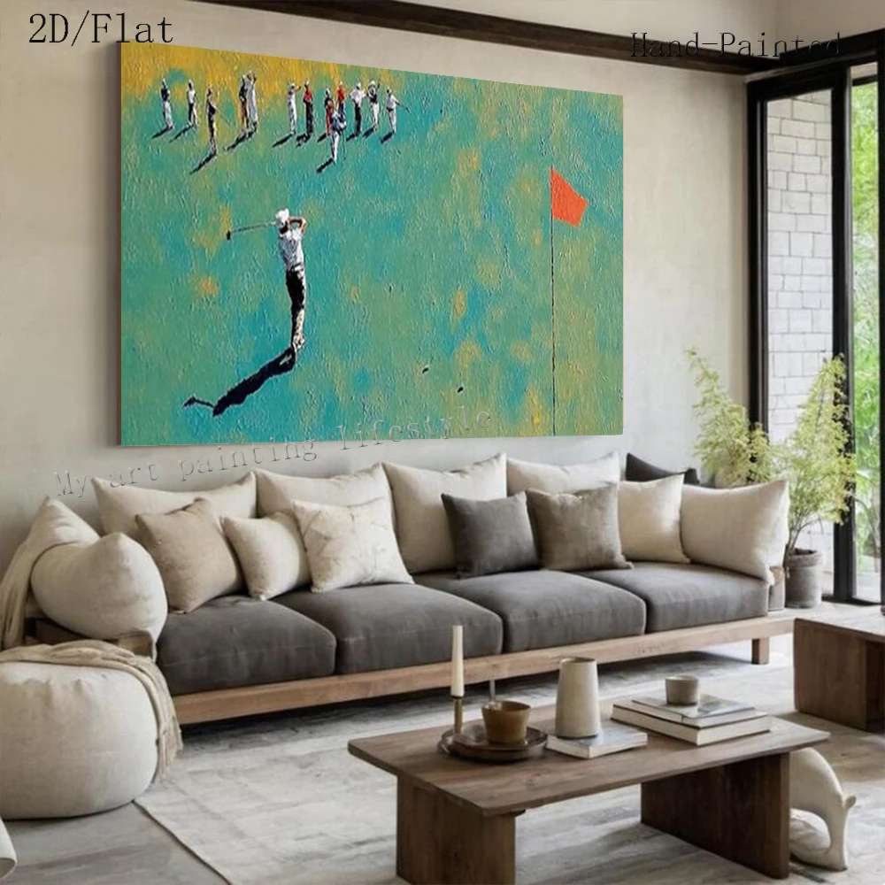 100% Handmade Abstract Oil Painting Outdoor Sports Enthusiast Theme Wall Art Picture For Home Living Room Decor Image Gift