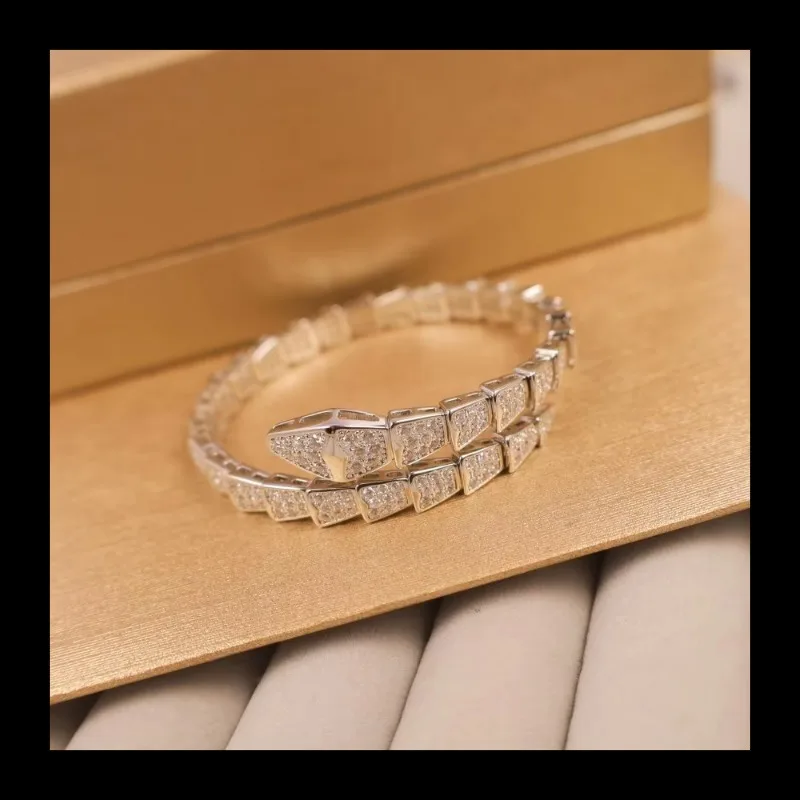 سوار ربيعي على شكل عظمة الثعبان الماسية بالكامل مع نمط أنثوي وسوار افتتاح اعوج أوروبي وأمريكي متعدد الاستخدامات #5