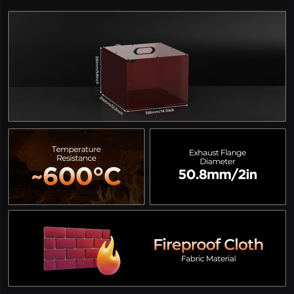 ACMER Mini Laser Engrave Enclosure Fireproof and Dustproof Protective Cover Smoke Eye Protection Vent with Exhaust Fan and Pipe