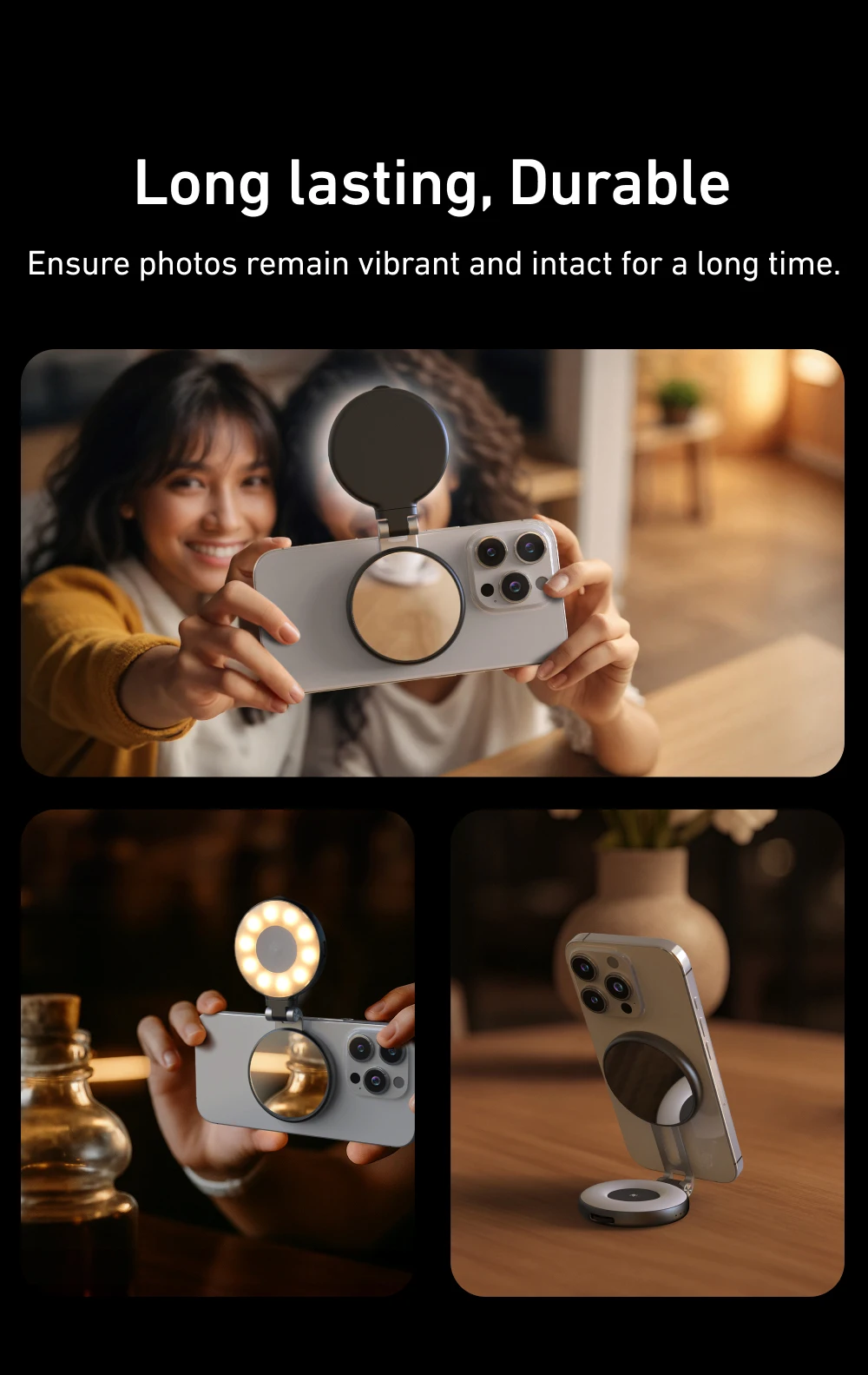 TELESIN Smartphone Magnetisches Fülllicht Mini-Selfie-Licht 3 Modi Einstellbare Helligkeit für iPhone XIAOMI HUAWEI SAMSUNG Telefon – Detail 6