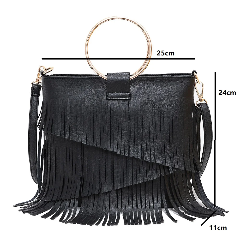 Fashion Hoop handle women handbag Long Tassel female Shoulder Bags Design PU Leather female Messenger Bag Ladies totes Bolsa