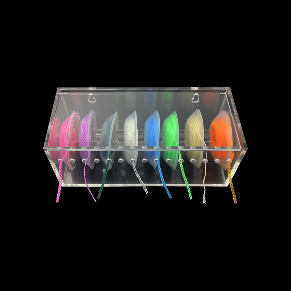 Clear Dental Orthodontic Power Chain Box Acrylic Dental Chain Organizer Box Elastic Rubber Bands Chain Dispenser Storage Case