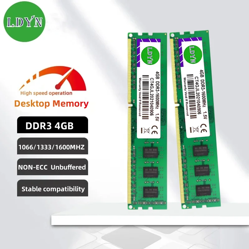 Desktop Memory Ram DDR3 4GB 1066 1333 1600MHZ PC3-8500 10600 12800 DIMM 240PIN 1.5V CL9 2Rx8 NON-ECC Unbuffered Memories Ram