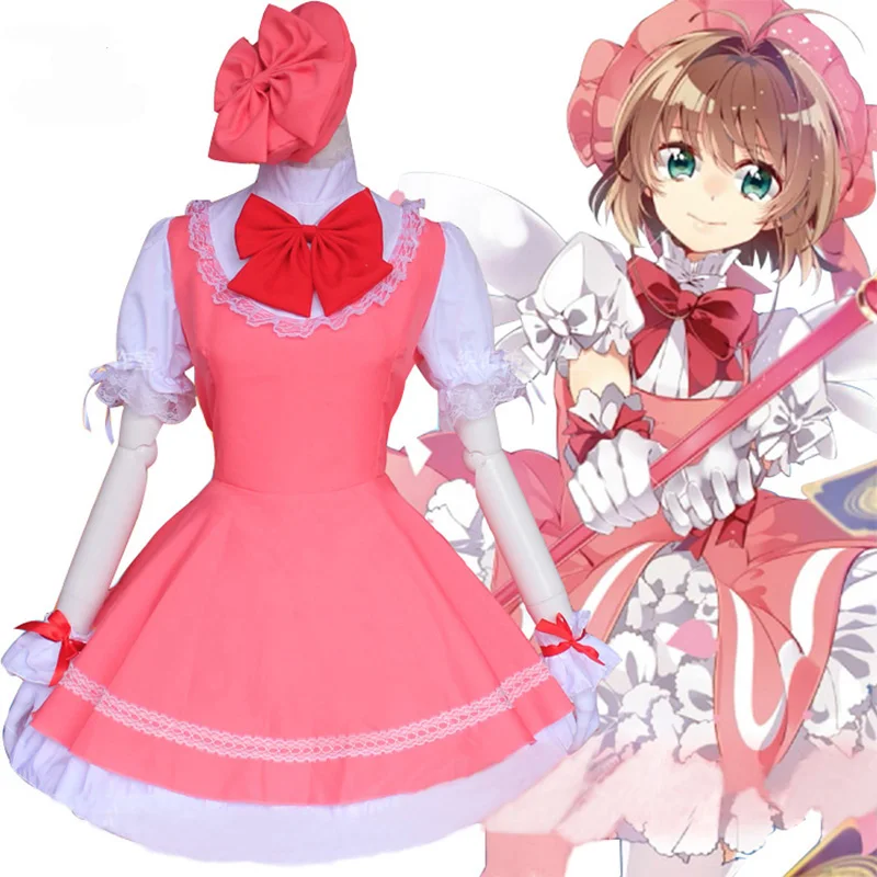 Ragazze Pink Card Captor Sakura Kinomoto Sakura Princess Dress Cosplay Costume Lolita Dress costumi per bambini Party