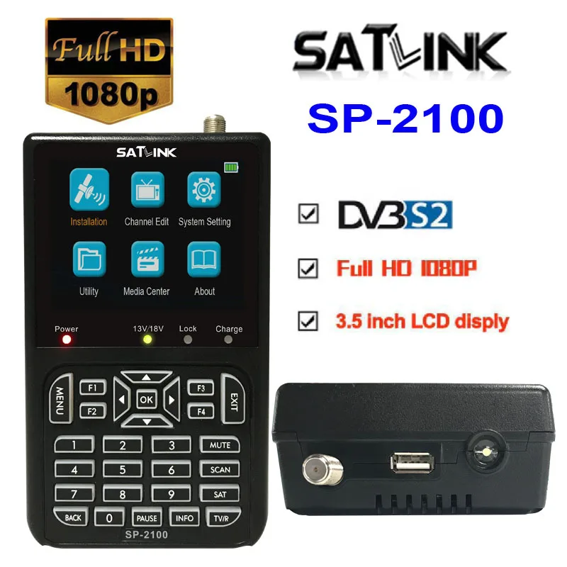 Satlink SP-2100 Sat DVB-S/S2 Satfinder Mpeg-2/4 Digital Satellite Finder Meter 3.5 Inch Signal Finder Meter VS V8 Finder Pro 2