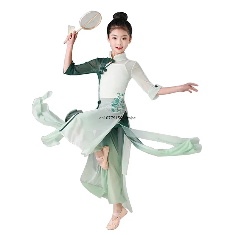 Kind Chinese Classic Yangko Dance Kostuum Meisje Nationale Fan Dance Jurk Oosterse Hanfu Folk Dancewear Paraplu Dansereskleding