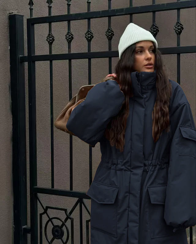 เสื้อโค้ทกันหนาวผู้หญิง ปี 2025 ผ้าหนา 300 กรัม/ตร.ม. อุ่นมาก ทรงโอเวอร์ไซส์ ยาว