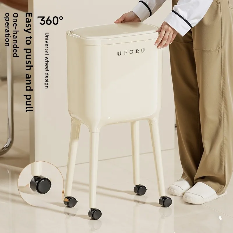 

Ele Kitchen Tra Can with Stand Large Capaci No Bending over High Legged Garbage Bin Fly Home Use Tra Can