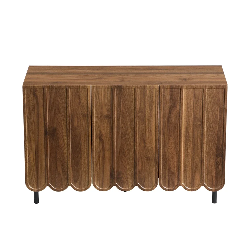 Modernes Sideboard aus Holz mit 120 x 35 x 80 cm großen, grifffreien, verstellbaren Regalen und Stauraum für Wohnzimmer, Flur und Esszimmer – Detail 24